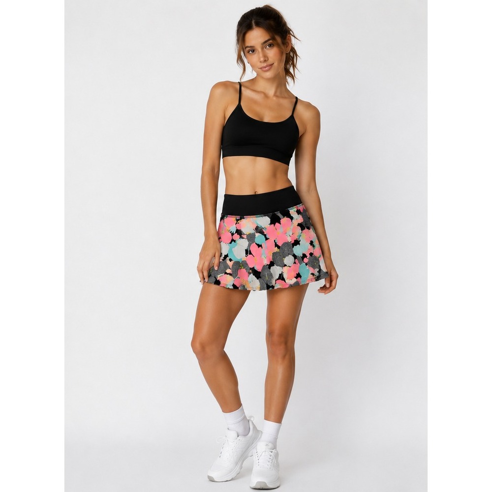 Trina Turk Recreation Floral Pleated Tennis Skirt Womens M Pink Gray Y2K Skort